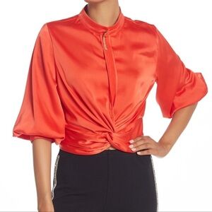 Gracia Front Knotted Hem Satin Blouse